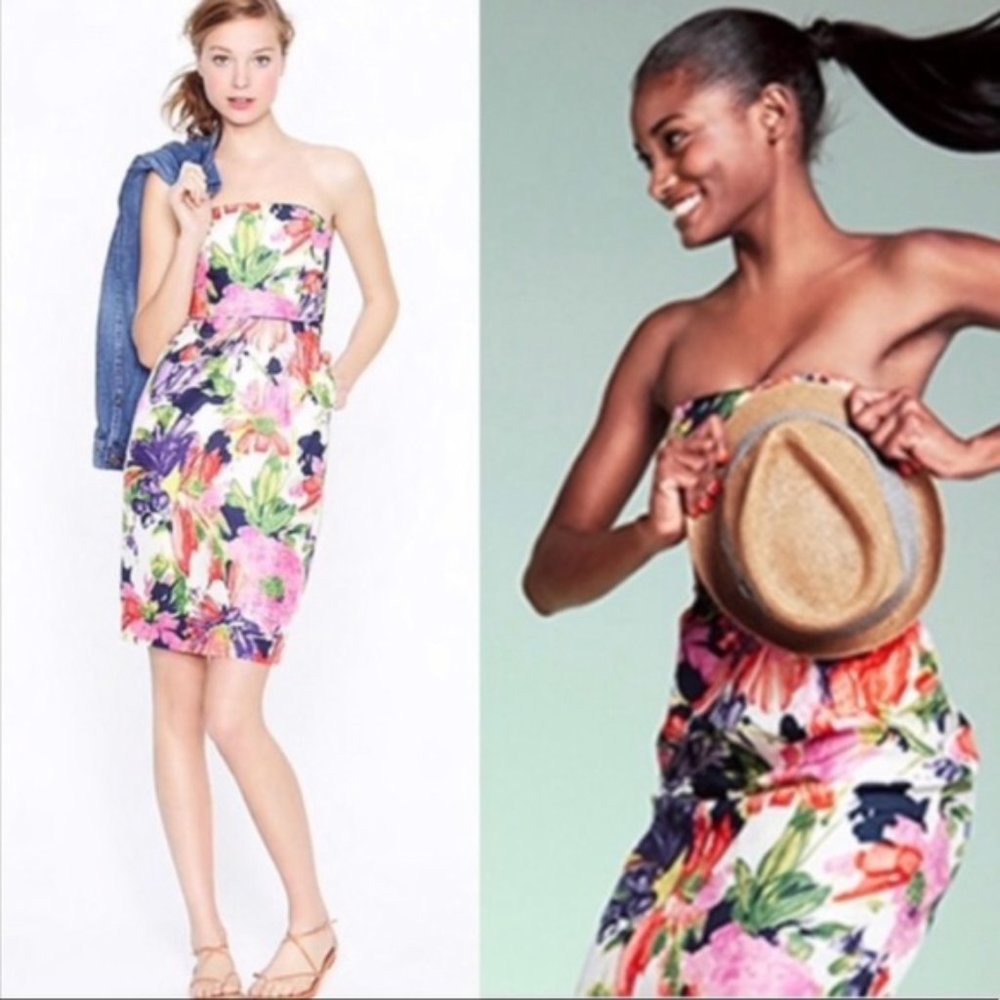 NWOT J Crew Ella Strapless Floral Dress Sz 4